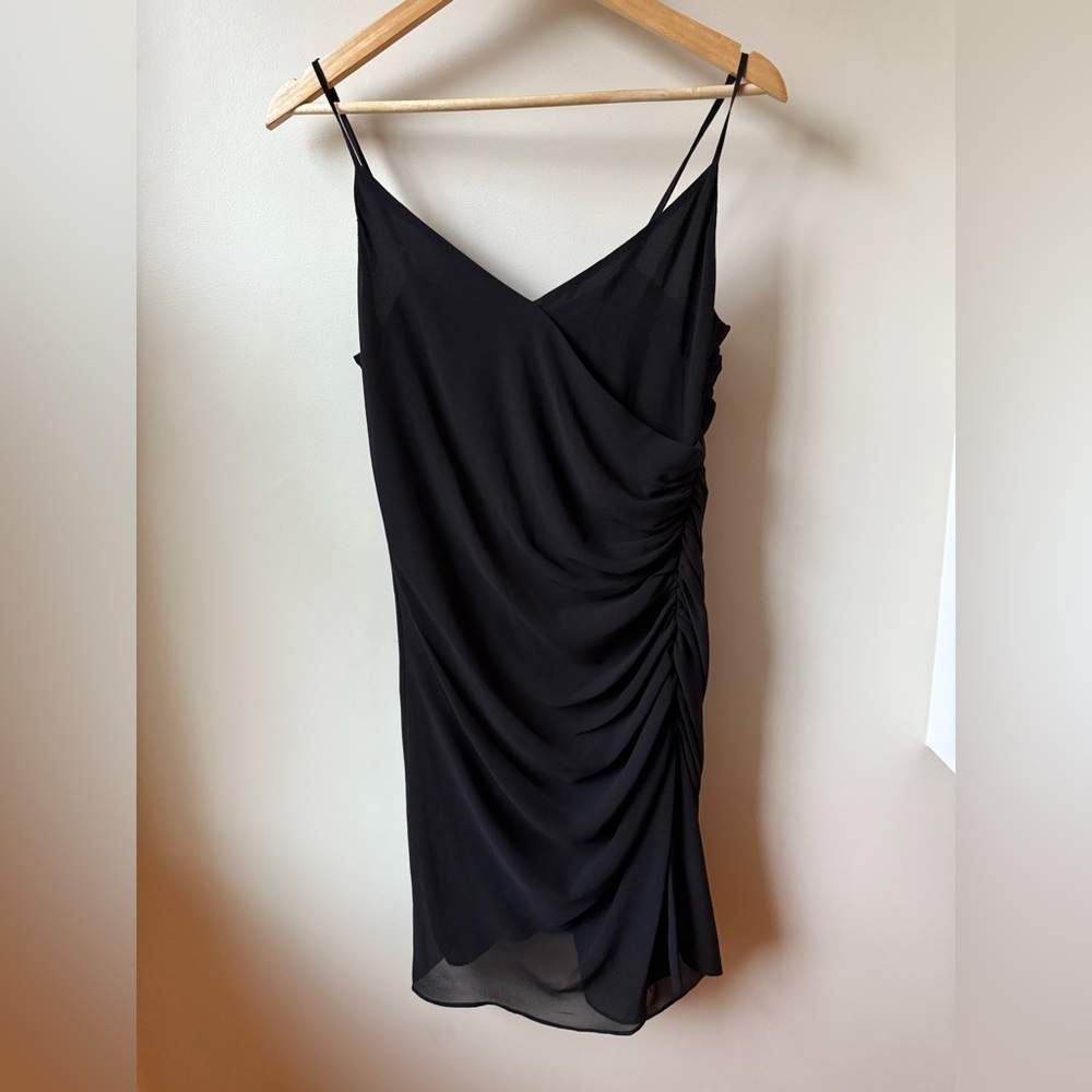 REBECCA MINKOFF Kingsley Shirred Dress Black Cocktail Slip‎ Whimsigoth Sexy 10